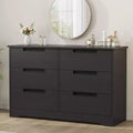 Modern 6-Drawer Dresser - Double Wide w/ Embedded Handles for Bedroom & Nursery