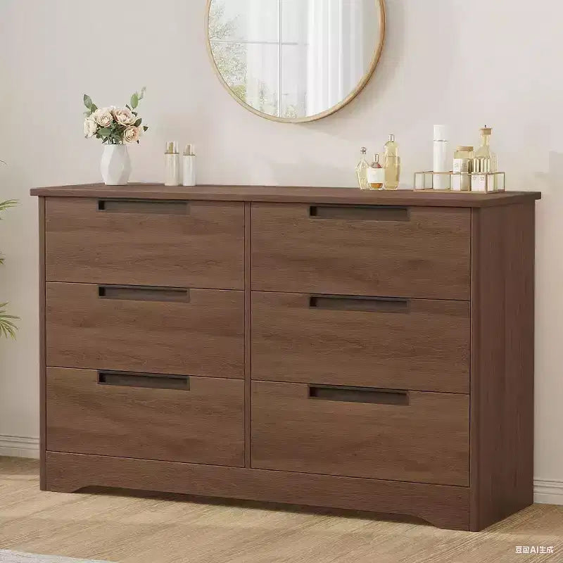 Modern 6-Drawer Dresser - Double Wide w/ Embedded Handles for Bedroom & Nursery