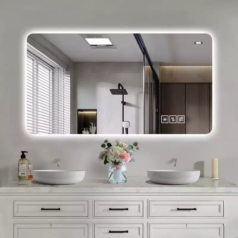 Whisen Rimless Touchable Bathroom Wall Mirror with Defogging Function