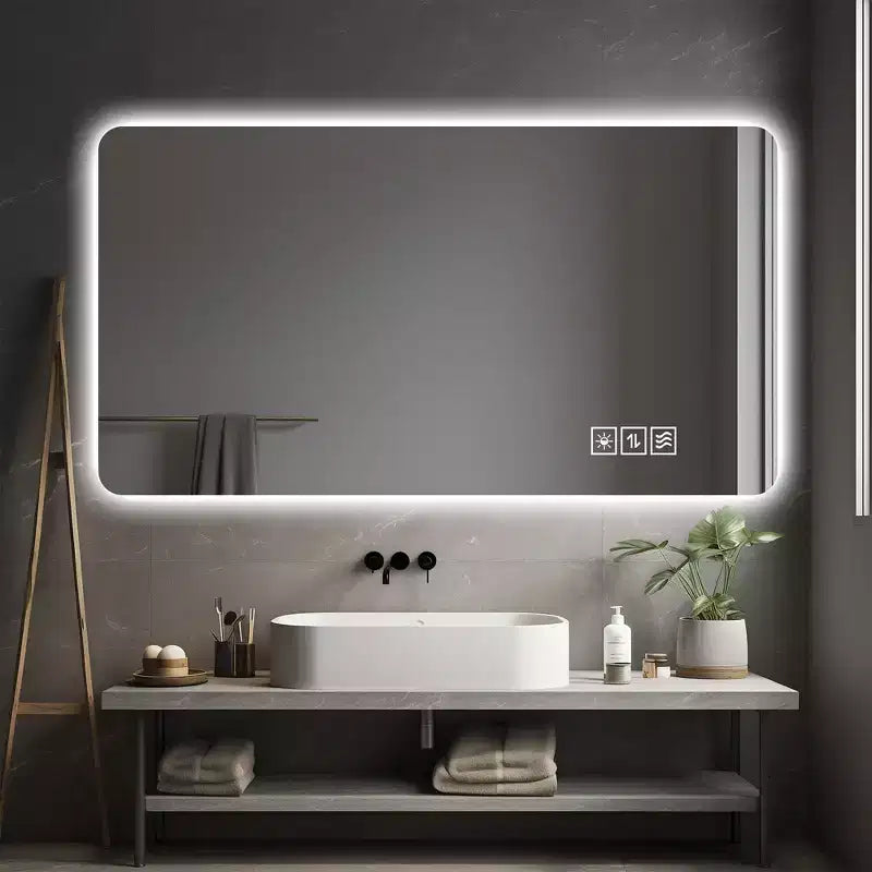 Whisen Rimless Touchable Bathroom Wall Mirror with Defogging Function