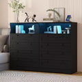 8 Drawer Dresser with Charging Station and LED Lights, Modern Chest of Drawers with Power Outlet, Organizer Cabinet for Bedroom, Living Room
