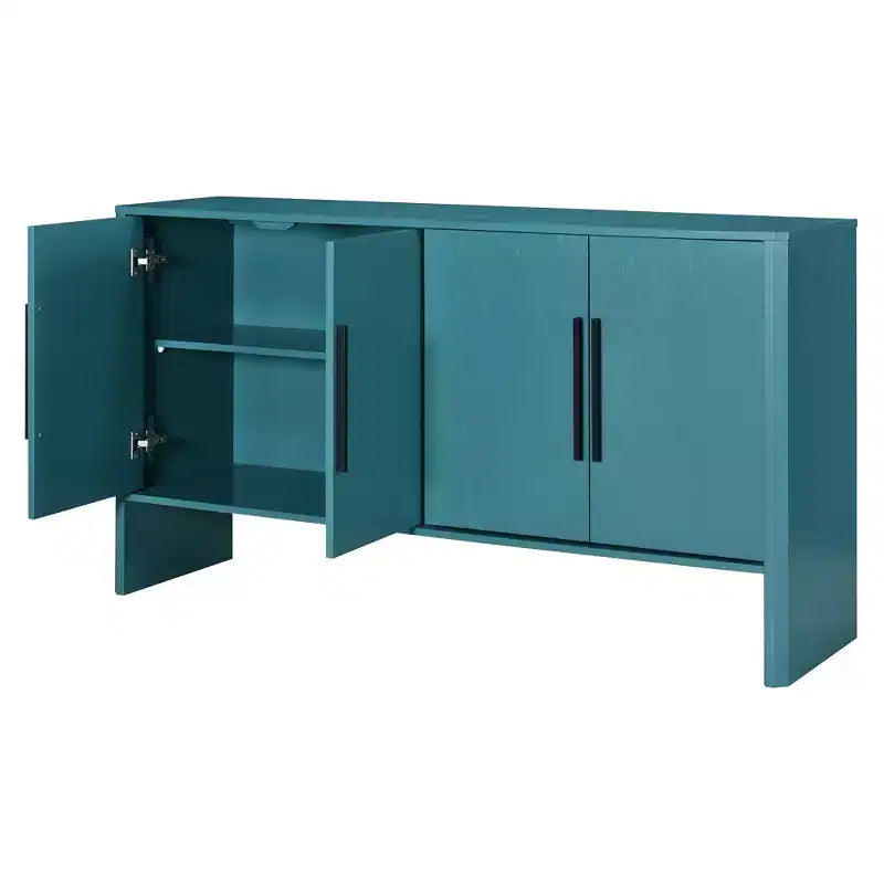 MAYEERTY Sideboard Buffet Cabinet with Storage Adjustable Shelves and Long Handles 4 Door Wood Sideboard for Kitchen Living Room