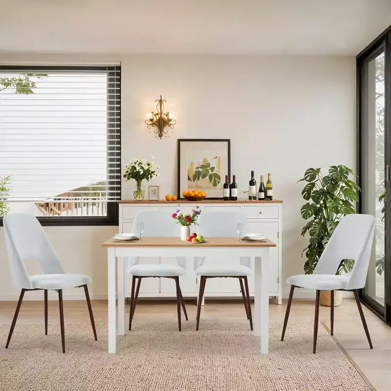 Chaises de salle à manger tapissées EROMMY, lot de 4, avec pieds en métal noyer (lot de 4)