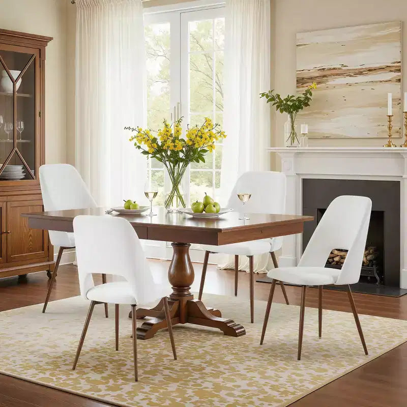 Chaises de salle à manger tapissées EROMMY, lot de 4, avec pieds en métal noyer (lot de 4)