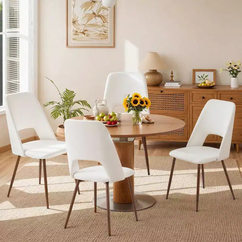 Chaises de salle à manger tapissées EROMMY, lot de 4, avec pieds en métal noyer (lot de 4)