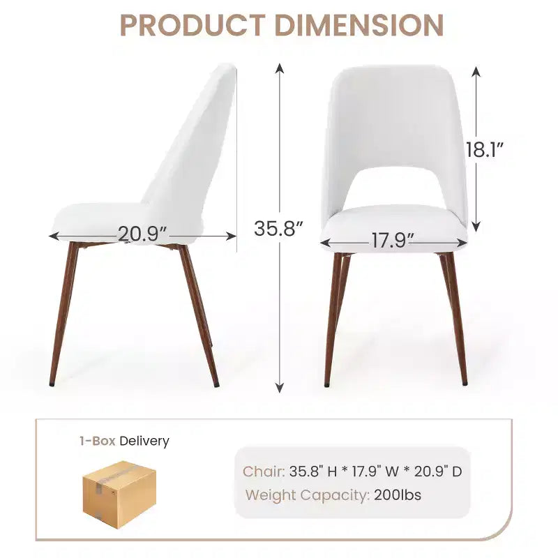 Chaises de salle à manger tapissées EROMMY, lot de 4, avec pieds en métal noyer (lot de 4)