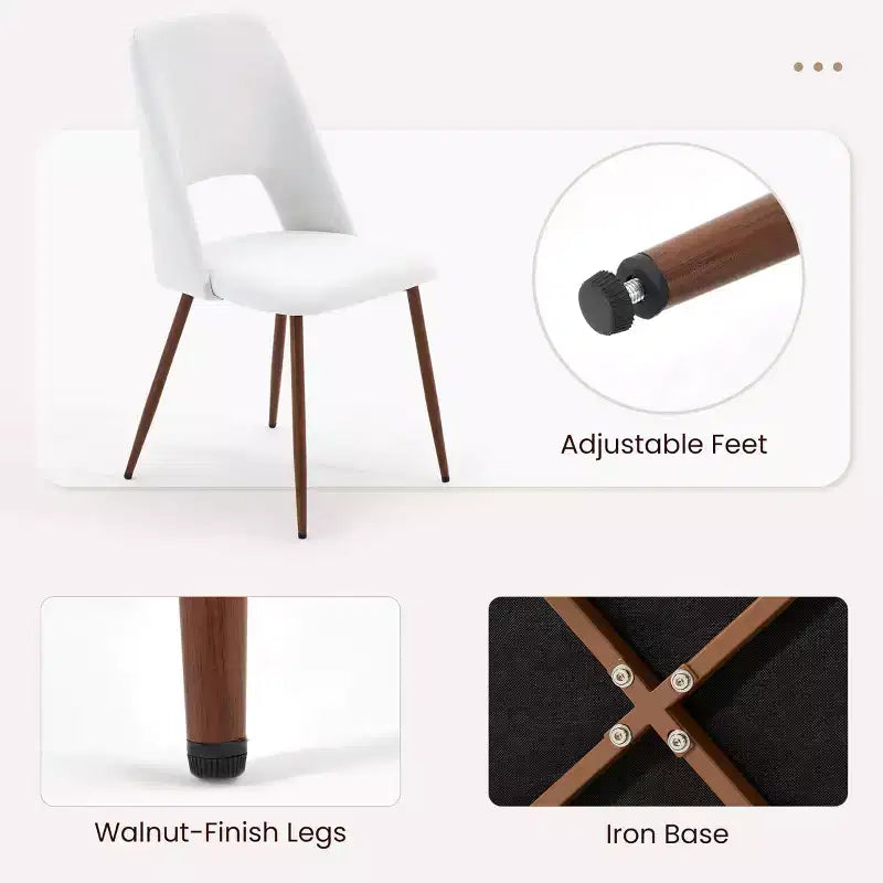 Chaises de salle à manger tapissées EROMMY, lot de 4, avec pieds en métal noyer (lot de 4)