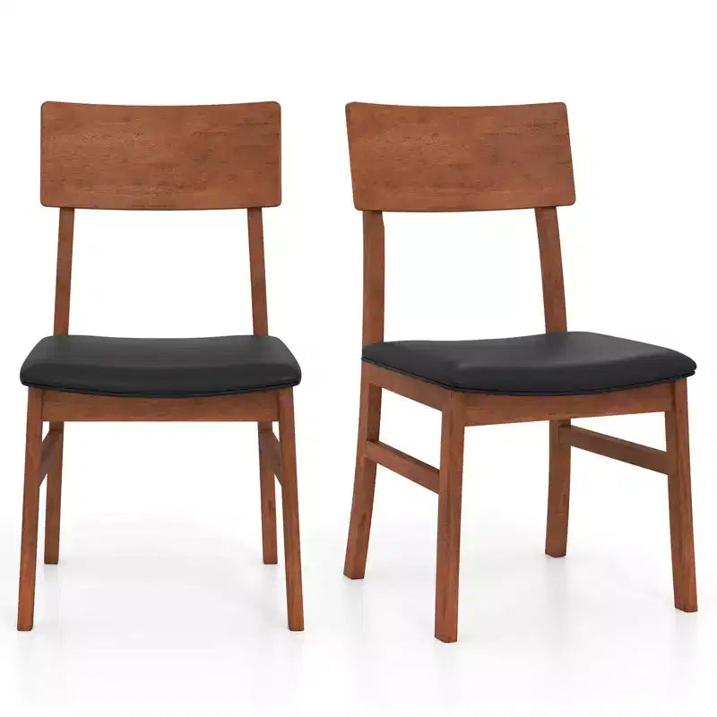 Chaises de salle à manger Costway lot de 2/4 avec pieds en bois d'hévéa et assise rembourrée, dossier incurvé