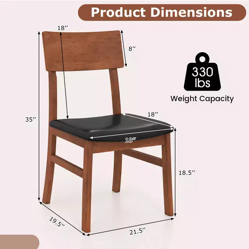 Chaises de salle à manger Costway lot de 2/4 avec pieds en bois d'hévéa et assise rembourrée, dossier incurvé