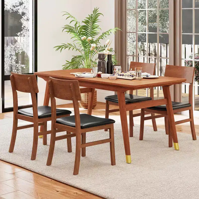 Chaises de salle à manger Costway lot de 2/4 avec pieds en bois d'hévéa et assise rembourrée, dossier incurvé