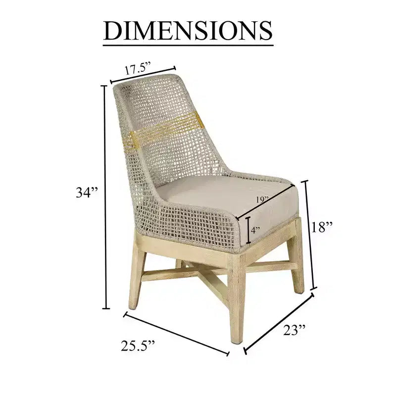 Lot de 2 chaises de salle à manger Royal Hampton | Bois de manguier fabriqué à la main | Tressage en corde de coton