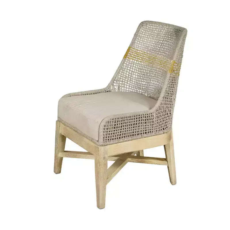 Lot de 2 chaises de salle à manger Royal Hampton | Bois de manguier fabriqué à la main | Tressage en corde de coton