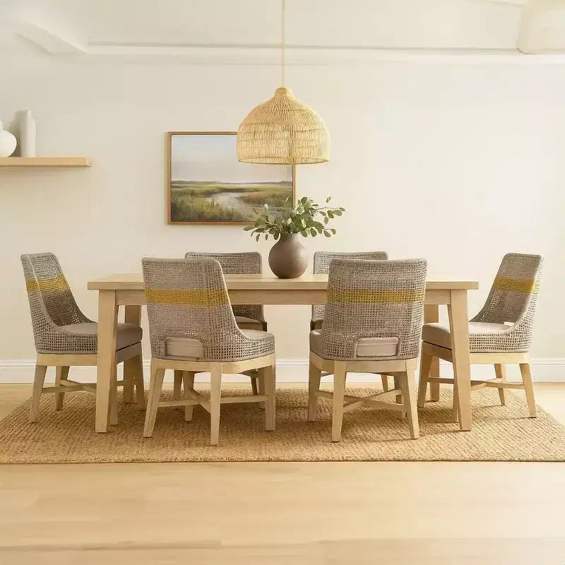 Lot de 2 chaises de salle à manger Royal Hampton | Bois de manguier fabriqué à la main | Tressage en corde de coton