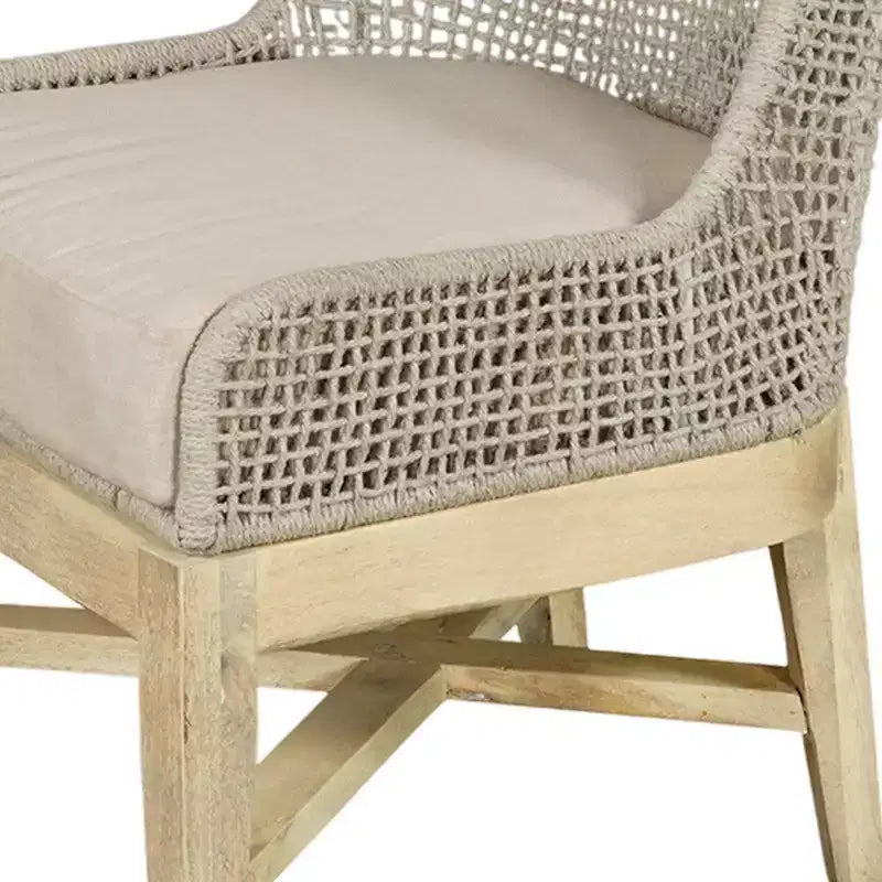 Lot de 2 chaises de salle à manger Royal Hampton | Bois de manguier fabriqué à la main | Tressage en corde de coton
