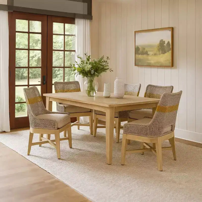 Lot de 2 chaises de salle à manger Royal Hampton | Bois de manguier fabriqué à la main | Tressage en corde de coton