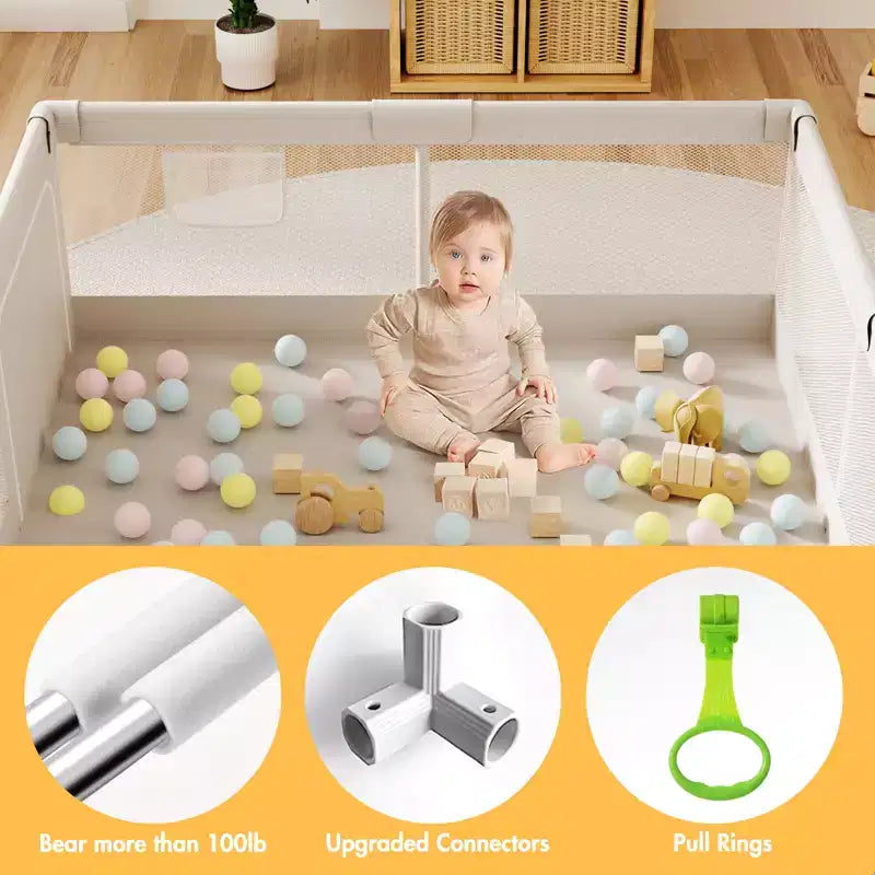 Fodoss 59x59in Baby Playpen  Safe and Durable Activity Fence for Babies and Toddlers, Indoor & Outdoor Use, Perfect for Playtime and Learning
