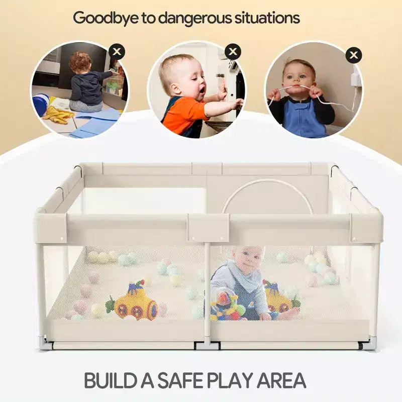 Fodoss 59x59in Baby Playpen  Safe and Durable Activity Fence for Babies and Toddlers, Indoor & Outdoor Use, Perfect for Playtime and Learning