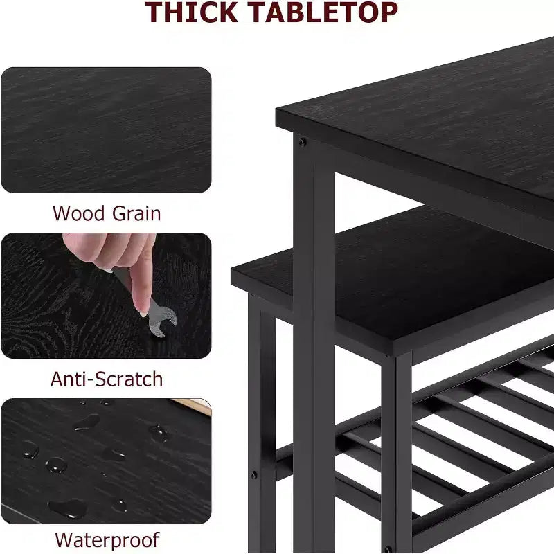 Ensemble table à manger pour 4, avec 1 banc et 2 chaises