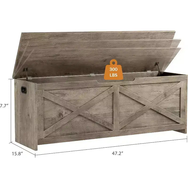 Banc de rangement Acekool 47 avec charnière de sécurité, grande malle à jouets en bois pour chambre ou entrée