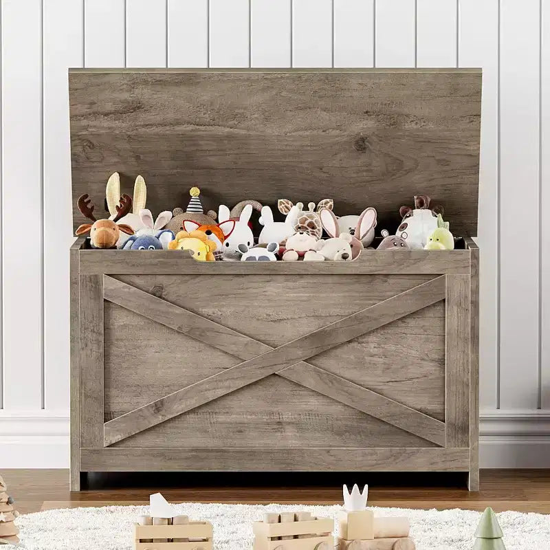 Banc de rangement Acekool 47 avec charnière de sécurité, grande malle à jouets en bois pour chambre ou entrée