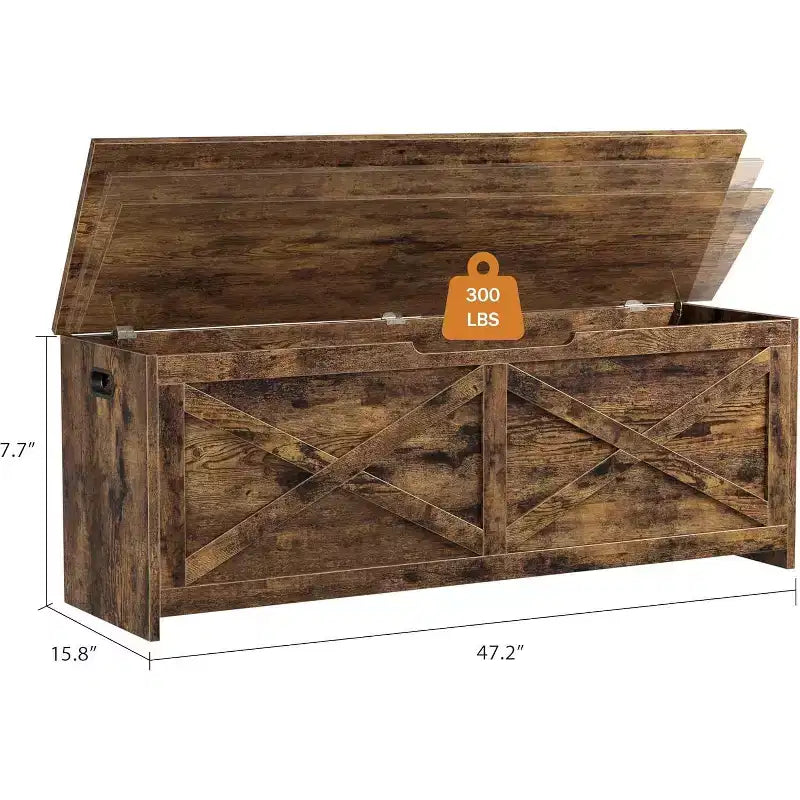 Banc de rangement Acekool 47 avec charnière de sécurité, grande malle à jouets en bois pour chambre ou entrée