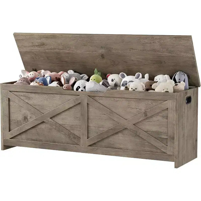 Banc de rangement Acekool 47 avec charnière de sécurité, grande malle à jouets en bois pour chambre ou entrée
