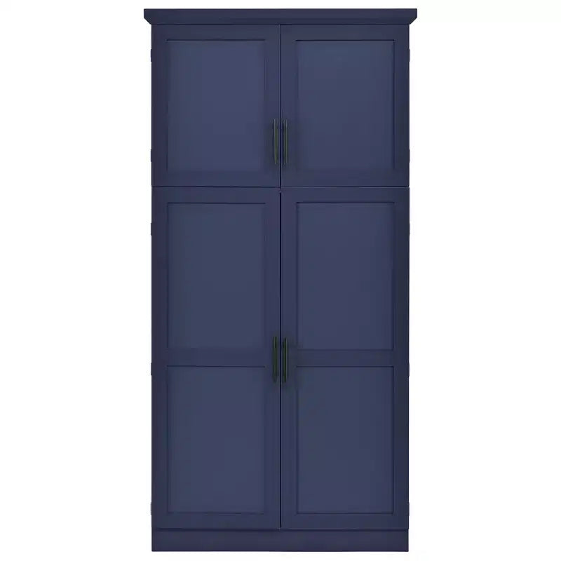 Whisen 35.5 Freestanding Kitchen Pantry Cabinet with 4 Doors and Pull-out Trays