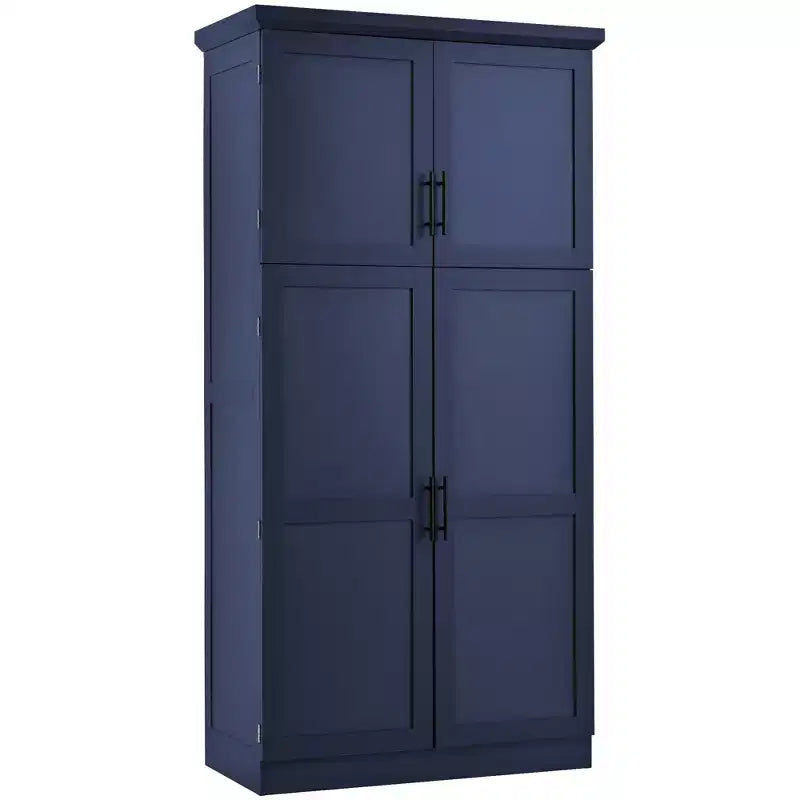 Whisen 35.5 Freestanding Kitchen Pantry Cabinet with 4 Doors and Pull-out Trays
