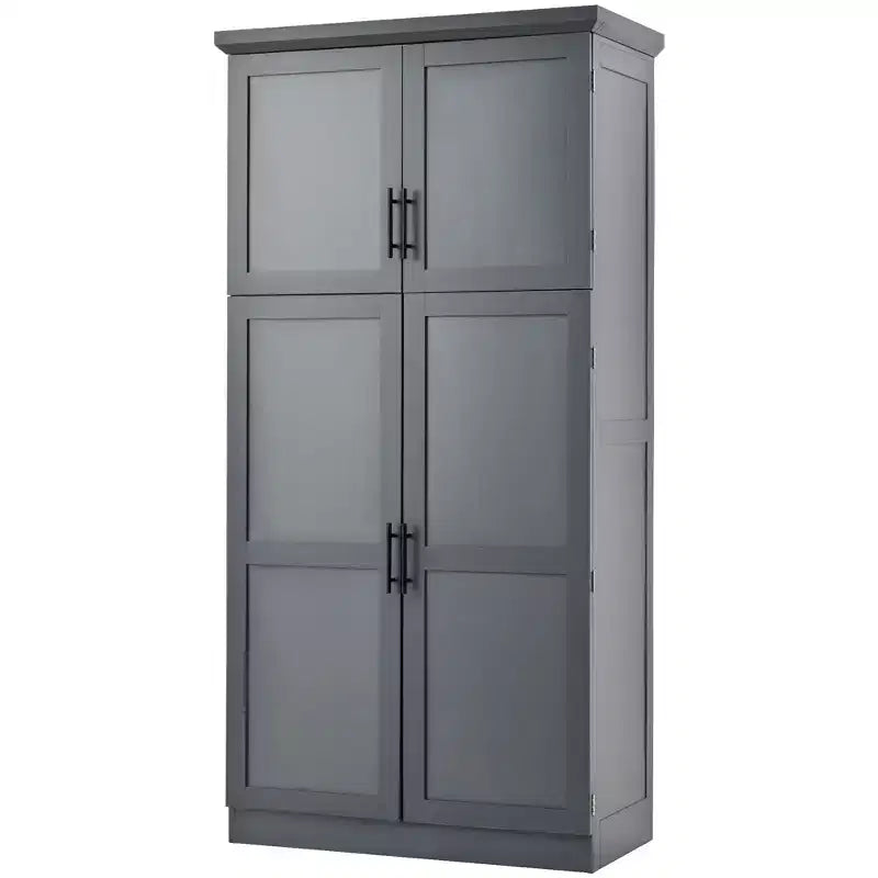 Whisen 35.5 Freestanding Kitchen Pantry Cabinet with 4 Doors and Pull-out Trays