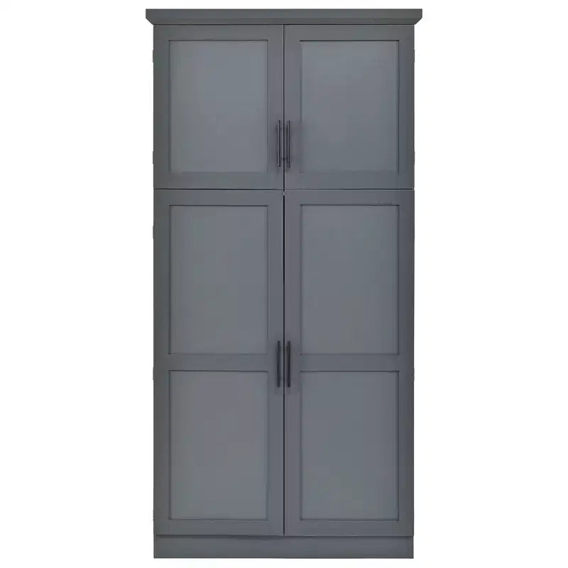 Whisen 35.5 Freestanding Kitchen Pantry Cabinet with 4 Doors and Pull-out Trays