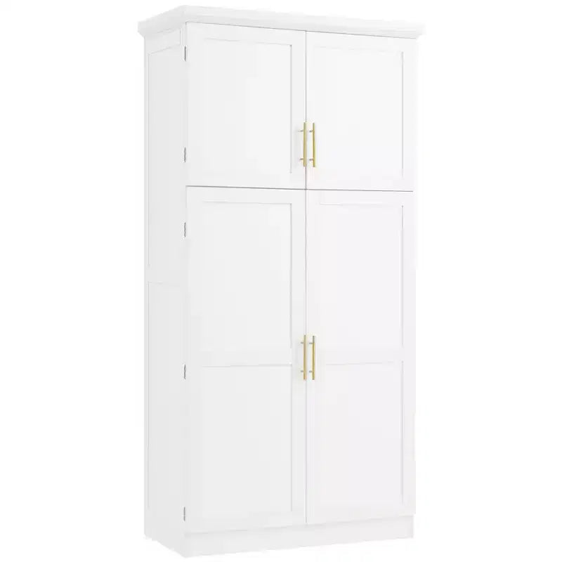 Whisen 35.5 Freestanding Kitchen Pantry Cabinet with 4 Doors and Pull-out Trays