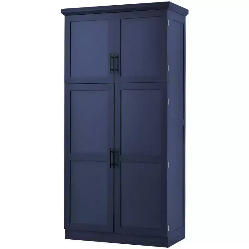Whisen 35.5 Freestanding Kitchen Pantry Cabinet with 4 Doors and Pull-out Trays