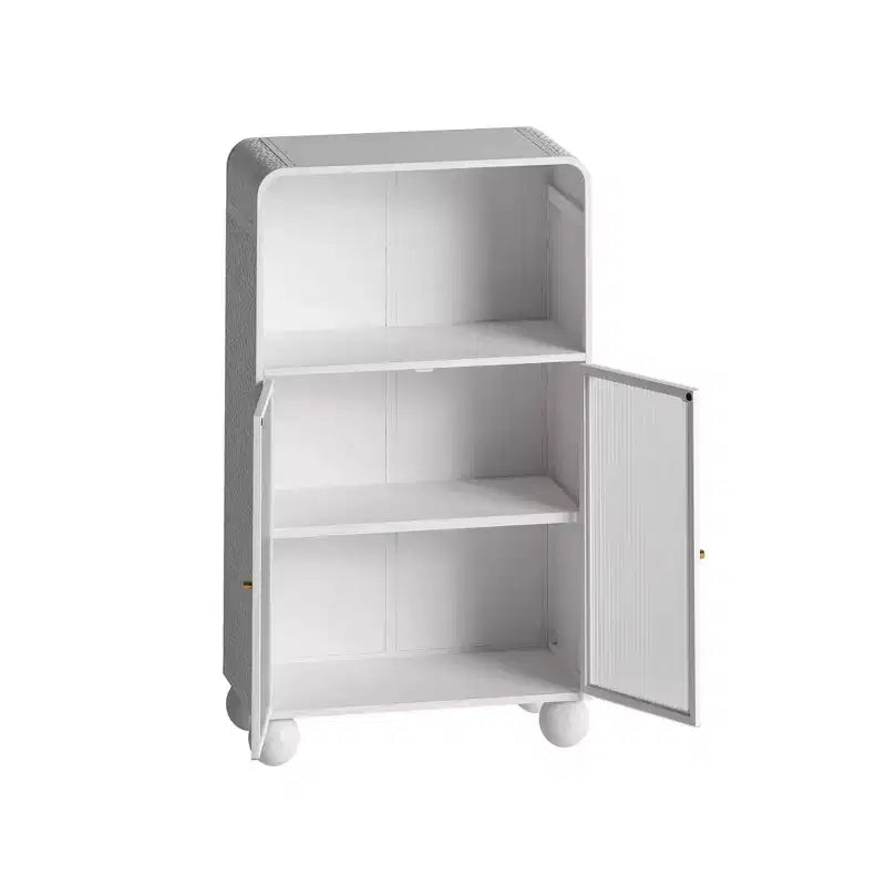 Okak 45.2 Bathroom Storage Cabinet with Tempered Glass Door,Freestanding Storage Cabinet with 2 Doors & 1 Open Shelf for Kitchen & Bathroom