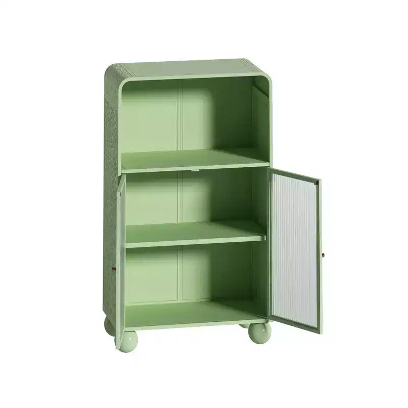 Okak 45.2 Bathroom Storage Cabinet with Tempered Glass Door,Freestanding Storage Cabinet with 2 Doors & 1 Open Shelf for Kitchen & Bathroom