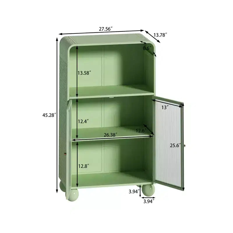 Okak 45.2 Bathroom Storage Cabinet with Tempered Glass Door,Freestanding Storage Cabinet with 2 Doors & 1 Open Shelf for Kitchen & Bathroom