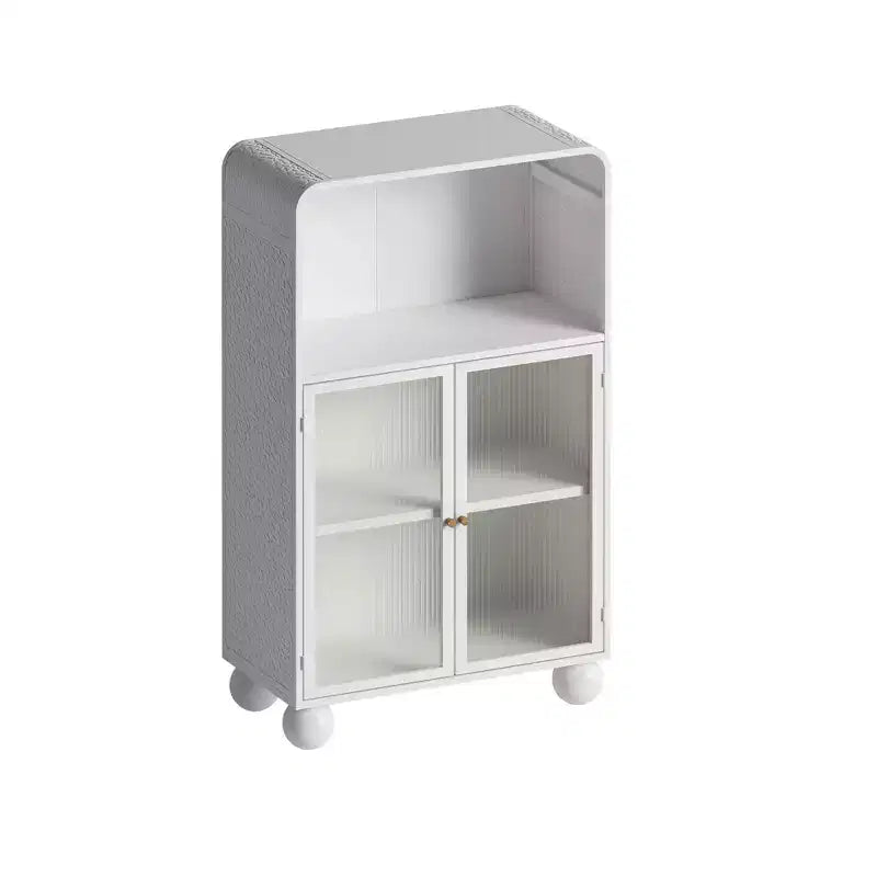 Okak 45.2 Bathroom Storage Cabinet with Tempered Glass Door,Freestanding Storage Cabinet with 2 Doors & 1 Open Shelf for Kitchen & Bathroom