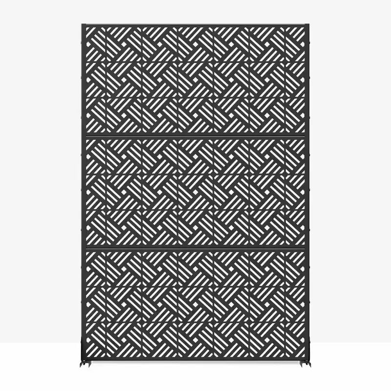 MAYEERTY 72 inch Room Divider Galvanized Frame Room Divider Privacy Screen Patio Garden Fence Black