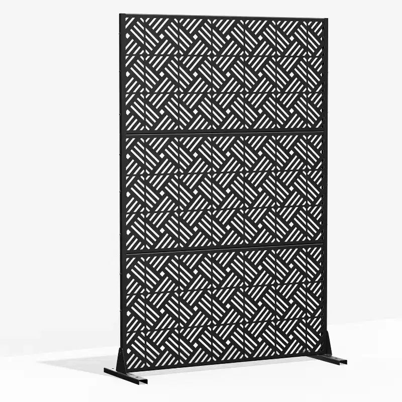 MAYEERTY 72 inch Room Divider Galvanized Frame Room Divider Privacy Screen Patio Garden Fence Black