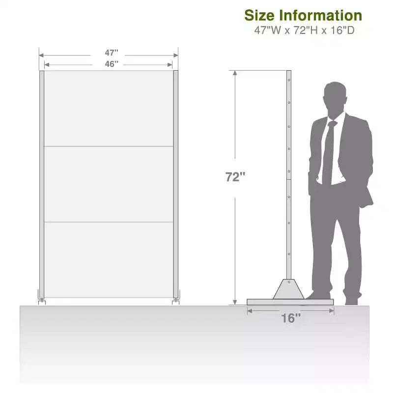 MAYEERTY 72 inch Room Divider Galvanized Frame Room Divider Privacy Screen Patio Garden Fence Black