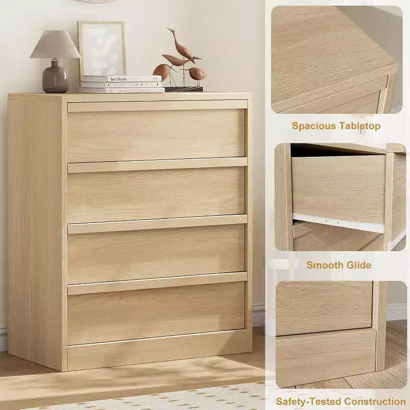 4 Drawer Dresser for Bedroom,Modern Simply Chest of Drawers, Wood Storage Dresser with Deep Drawers for Living Room Hallway Entryway