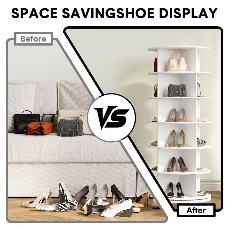 TROPOW 6-Tier Rotating Shoe Rack C White 360 Spinning Shoe Organizer for Entryway/Living Room (1-Pack)