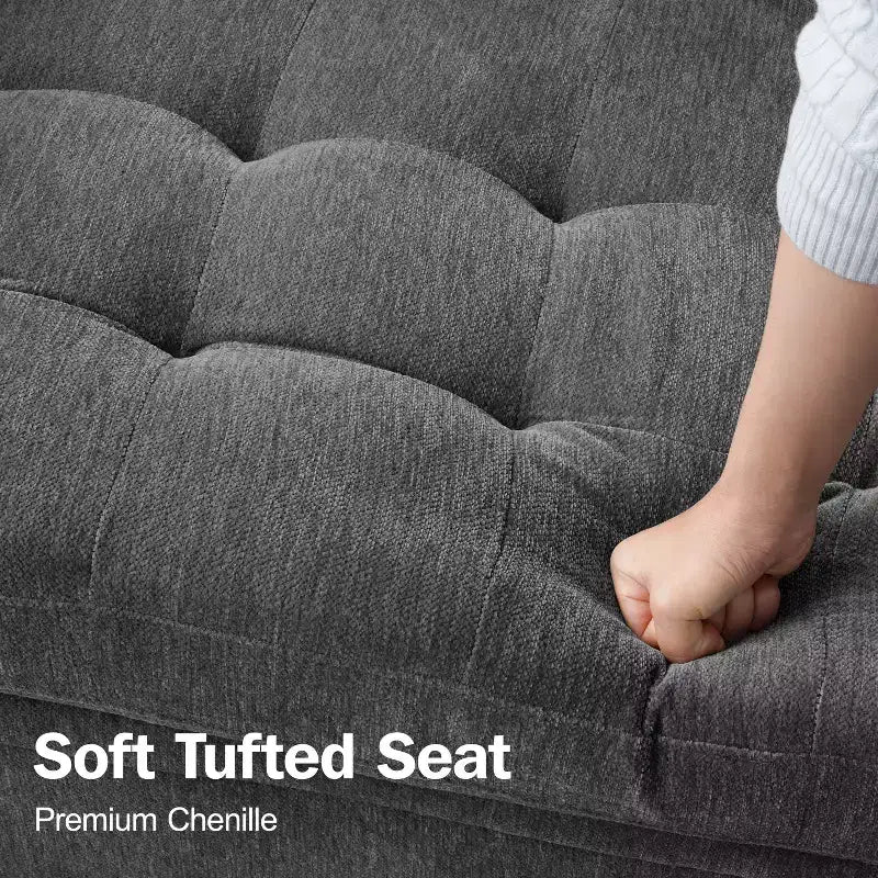 Dyonery 8 Seat U-Shaped Modular Sectional Sleeper Sofa with Pull Out Bed/Reclining Backrest/USB Ports/LED Light Tool-Free Assembly,Chenille Beige