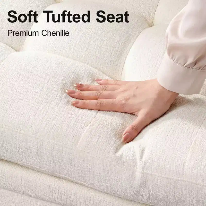 Dyonery 8 Seat U-Shaped Modular Sectional Sleeper Sofa with Pull Out Bed/Reclining Backrest/USB Ports/LED Light Tool-Free Assembly,Chenille Beige