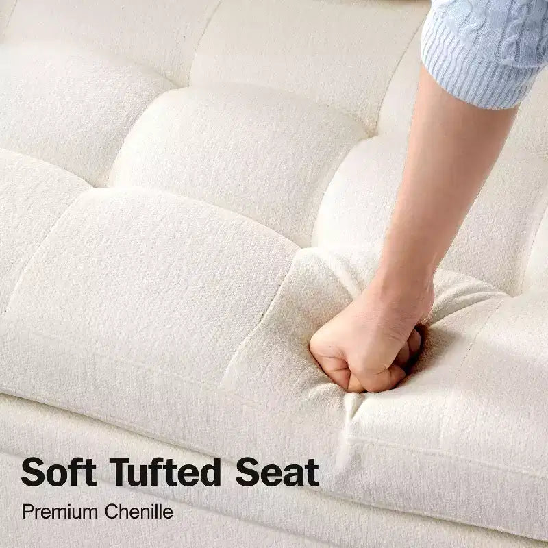 Dyonery 8 Seat U-Shaped Modular Sectional Sleeper Sofa with Pull Out Bed/Reclining Backrest/USB Ports/LED Light Tool-Free Assembly,Chenille Beige