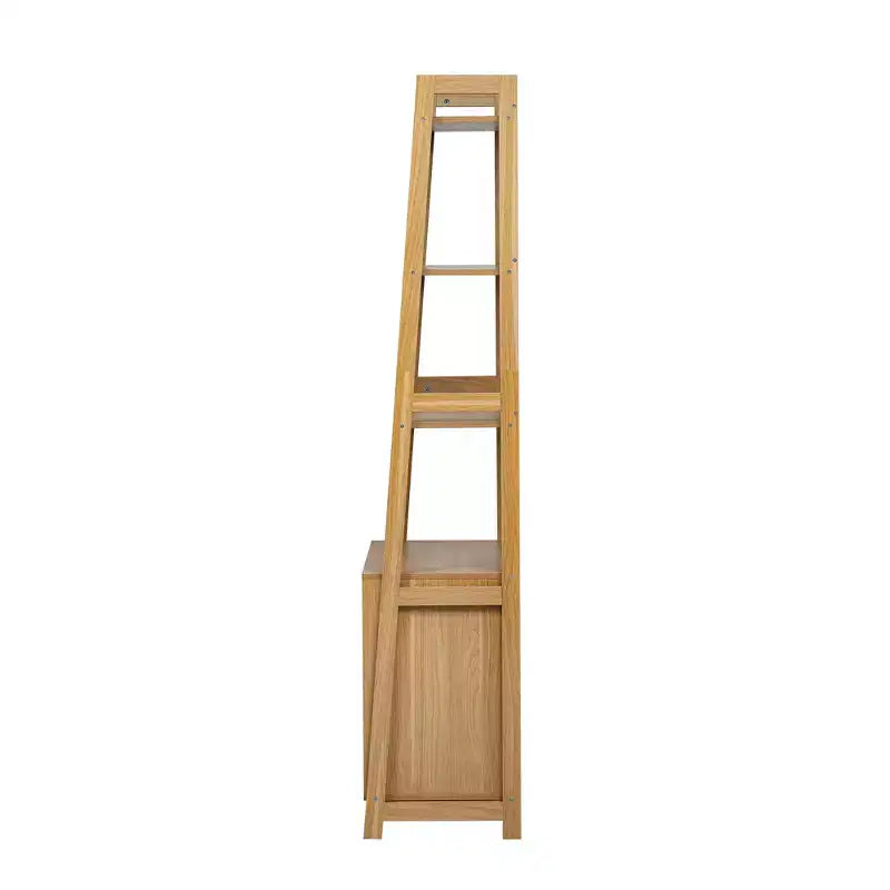 Okak Modern 2 In 1 Bookshelf, Multifunctional Ladder Bookshelves with Dog Crate, Tall Display Case for Living Room, Study Room, Ancient Oak