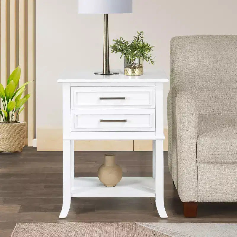 HomeStock 28.75 in.H White Color Rectangle Wood Table Top End Table 1 -piece