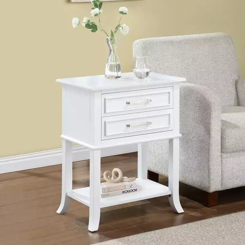 HomeStock 28.75 in.H White Color Rectangle Wood Table Top End Table 1 -piece