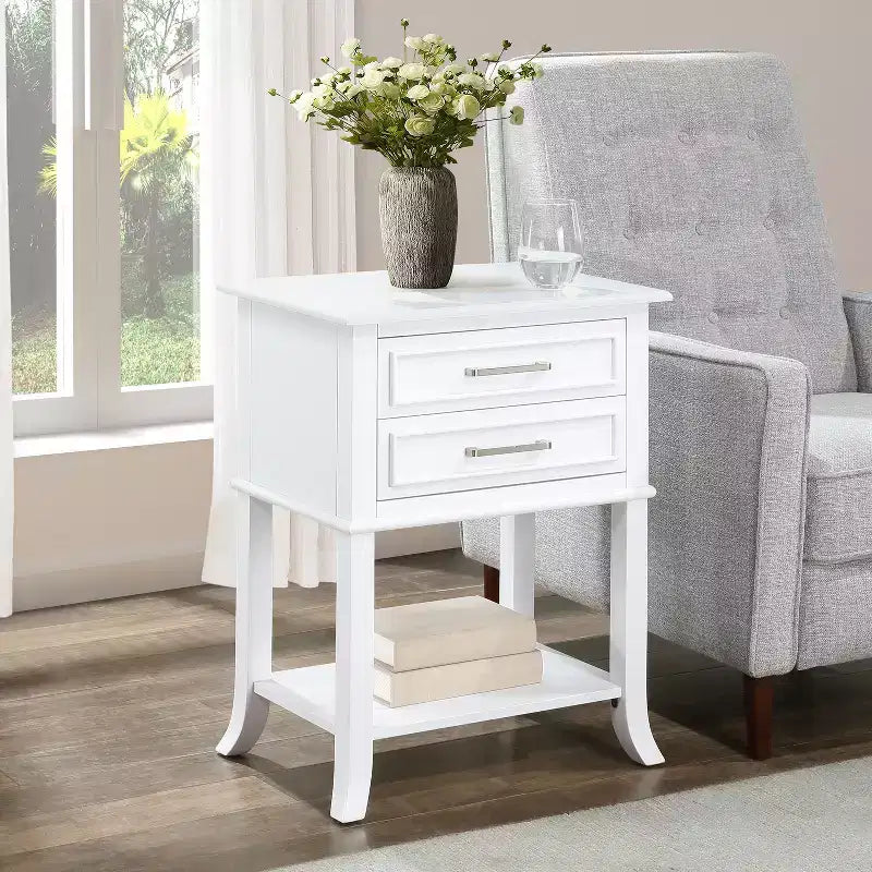 HomeStock 28.75 in.H White Color Rectangle Wood Table Top End Table 1 -piece