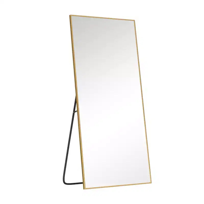 MAYEERTY 59 inch Full Length Mirror Rectangle Aluminum Alloy Frame Dressing Mirror with Bracket Gold
