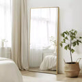 Specchio a figura intera da 150 cm, cornice rettangolare in lega di alluminio con staffa, oro